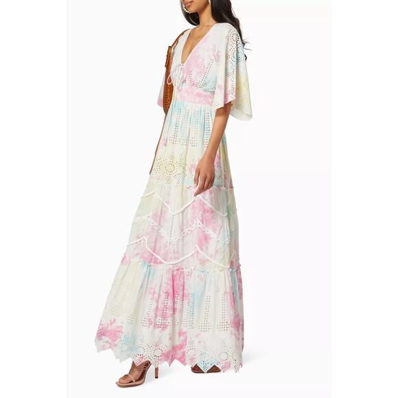 HEMANT & NANDITA multicolor cotton Amara Broderie Anglaise Maxi Dress size XS - Picture 14 of 14